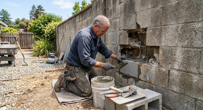 Cinder Block Wall Repair in Cherokee County, GA