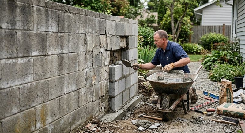 Cinder Block Wall Repair in Duluth, GA