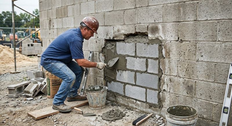 Cinder Block Wall Repair in Forsyth County, GA